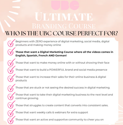 UBC Ultimate Branding Digital Marketing Course UGC w/ Master Resell Rights MRR Passive Income Online Course In English/French/Spanish/German