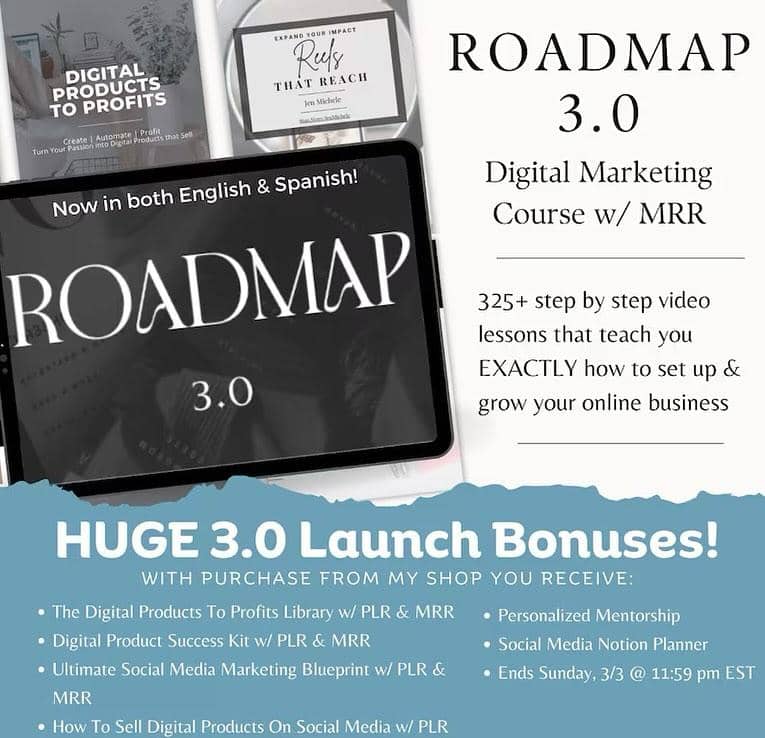 Roadmap 3.0 Business Builder & Digital Marketing Course | Master Resell Rights | MRR | Done For You Digital Product | PLR | DFY Course